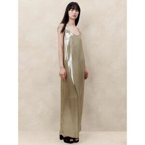 NWT Banana Republic Maxime Silver Foil Metallic Maxi Sleeveless Dress size S